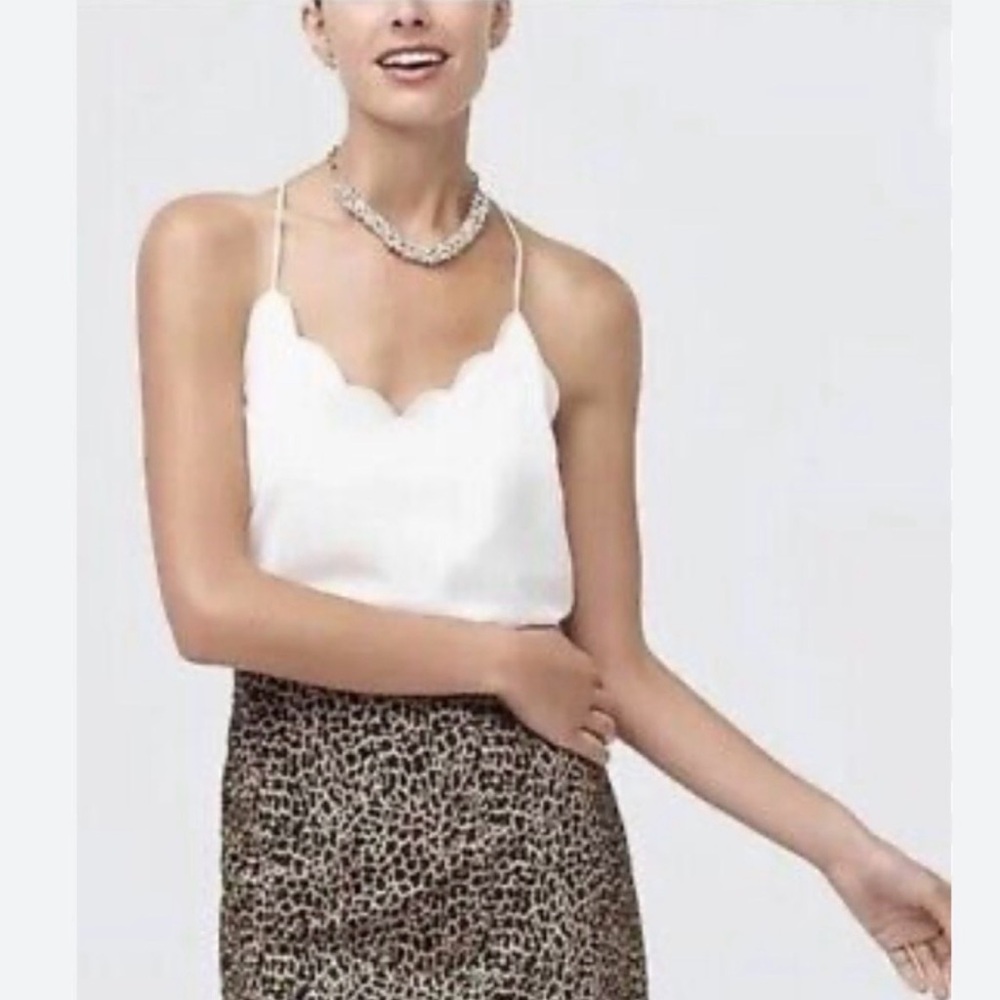 J.Crew Ivory Scallop Halter Cami Top – Like New